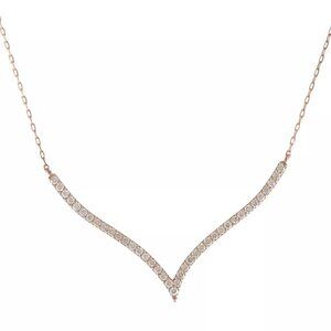 new Necklace K18 Pink Gold diamond 0.23ct Gentle V-shape